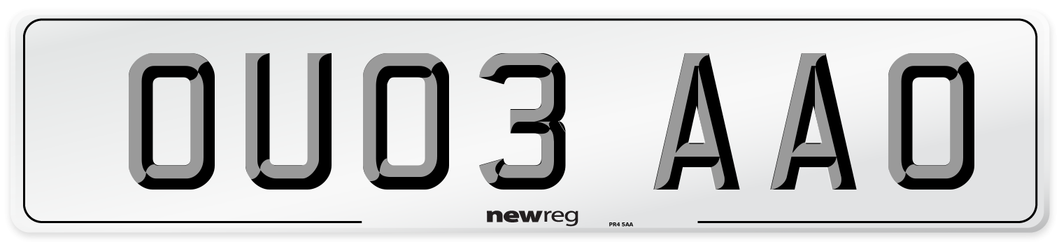 OU03 AAO Number Plate from New Reg